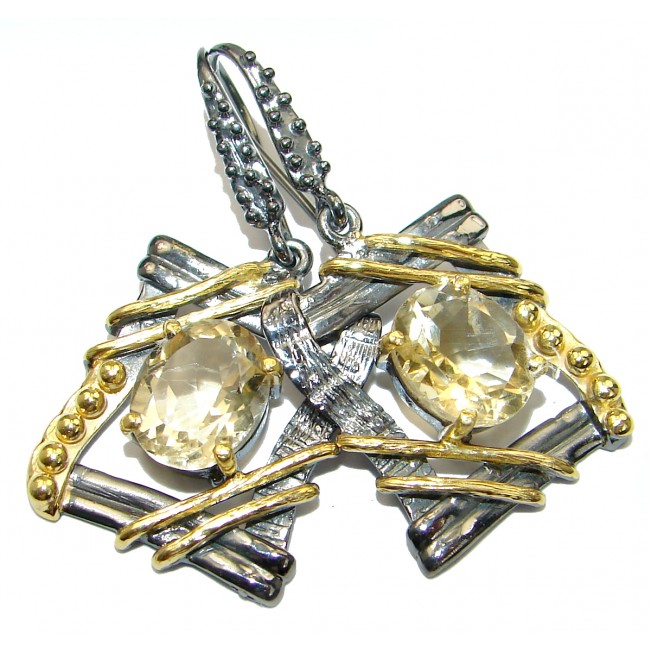 Genuine Citrine Gold Rhodium over .925 Sterling Silver stud earrings