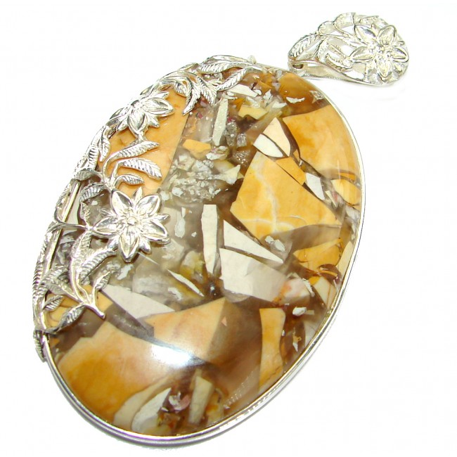 Huge Australian Bracciated Mookaite Jasper .925 Sterling Silver handcrafted pendant