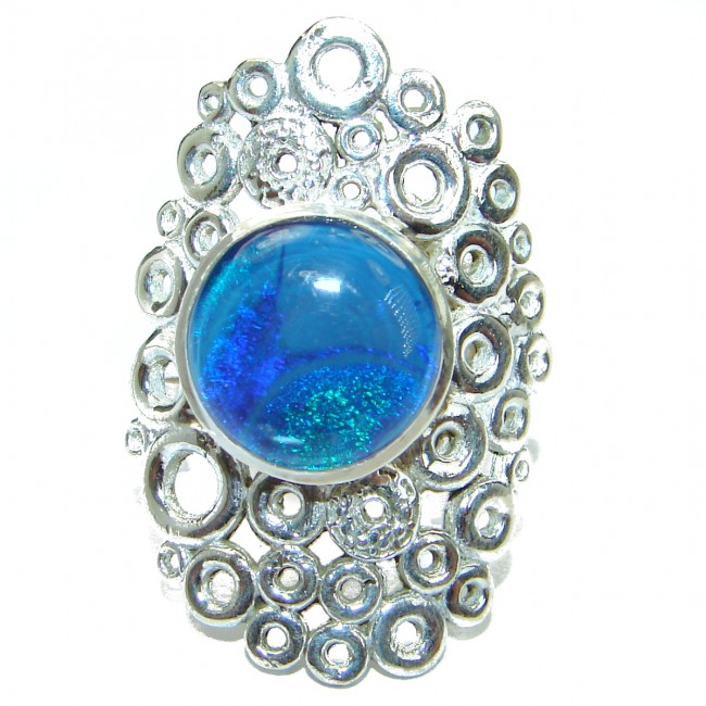 Doublet Opal .925 Sterling Silver handmade Cocktail Ring s. 7 adjustable