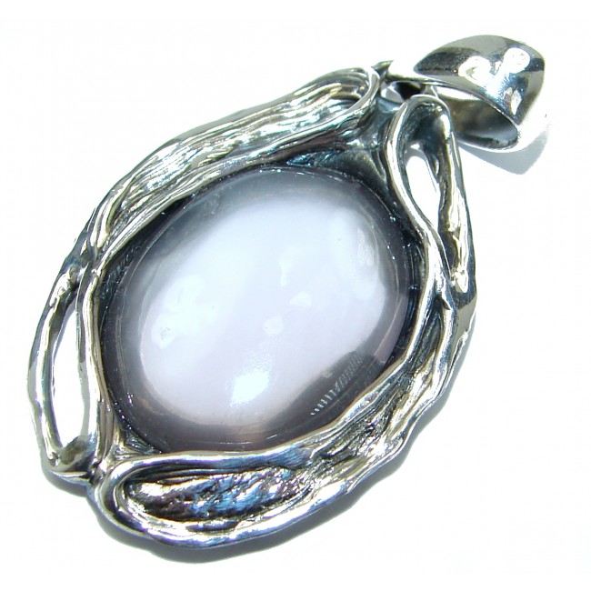 Perfection Rose Quartz Rose .925 Sterling Silver handcrafted Pendant