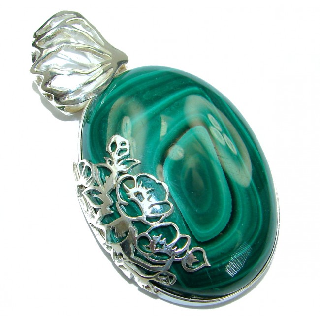 Top Quality AAA Malachite Oxidized .925 Sterling Silver handmade Pendant