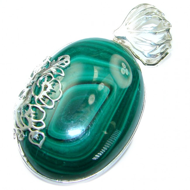 Top Quality AAA Malachite Oxidized .925 Sterling Silver handmade Pendant