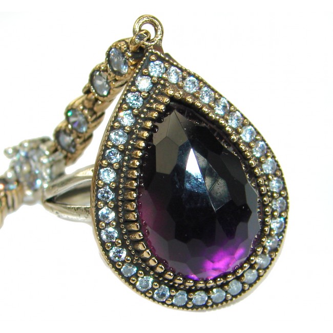Flawless Faceted Purple Quartz Gold Rhodium .925 Sterling Silver Bracelet