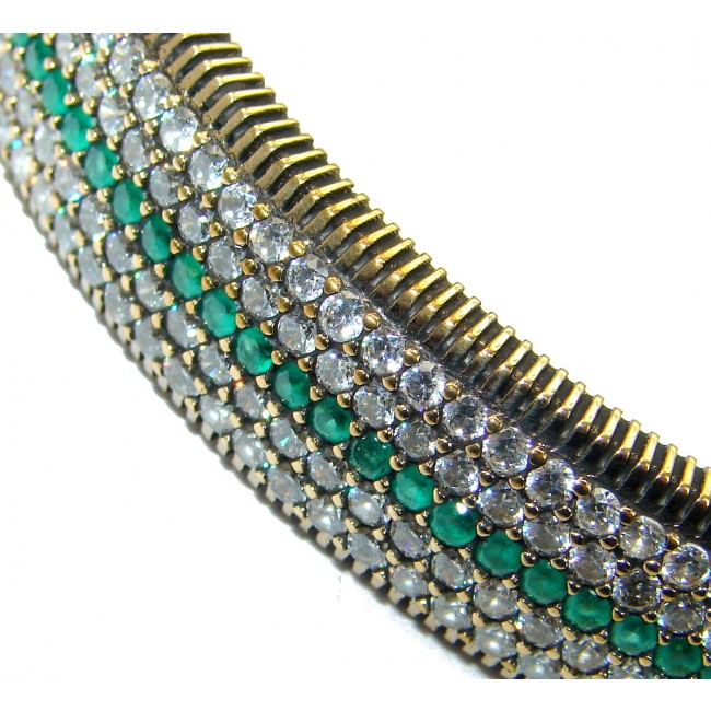Beautiful created Emerald .925 Sterling Silver Bracelet
