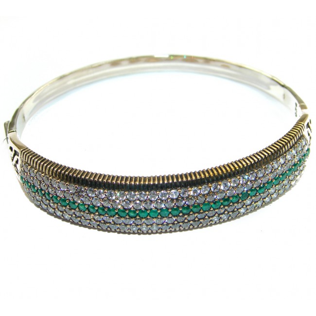 Beautiful created Emerald .925 Sterling Silver Bracelet