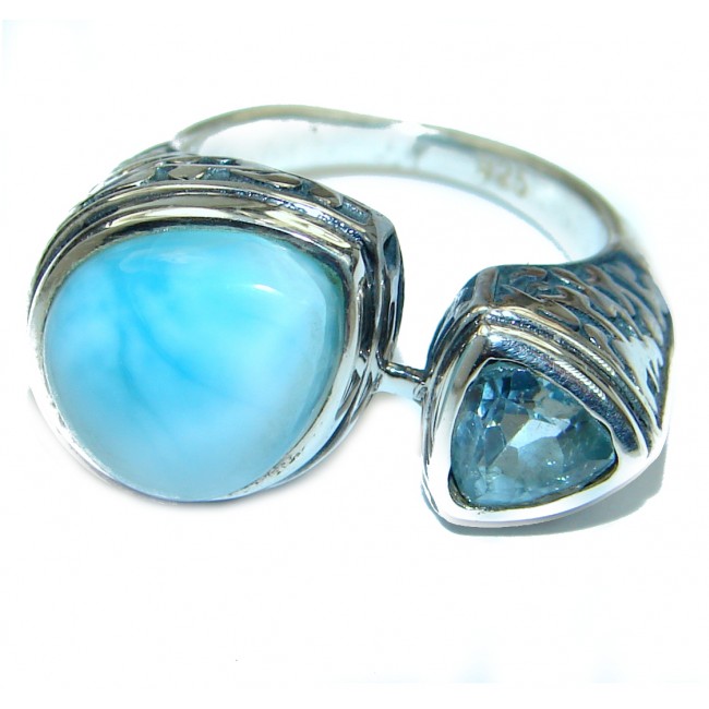 Bali Treasure Blue Larimar .925 Sterling Silver handmade ring s. 6