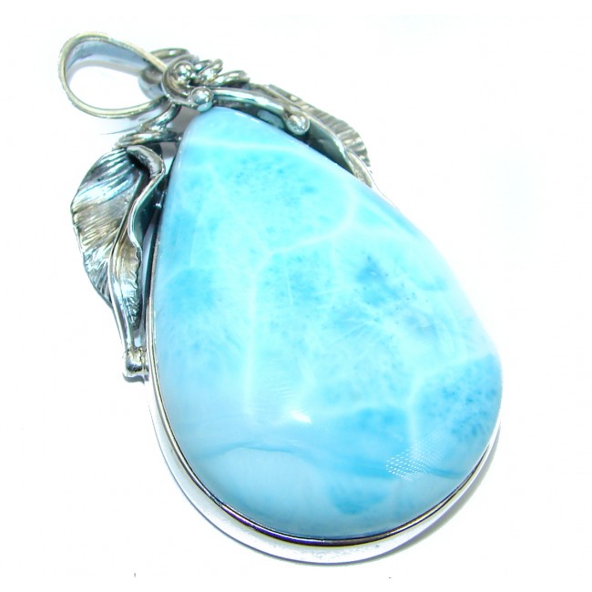 Huge Blue Beauty genuine Larimar .925 Sterling Silver handmade pendant
