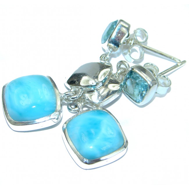 Blue Love Larimar .925 Sterling Silver handmade earrings