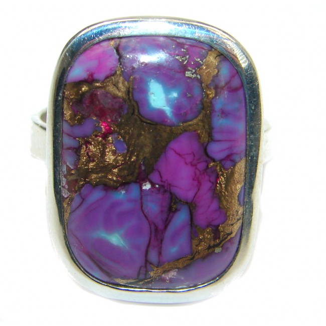 Huge Purple Turquoise .925 Sterling Silver ring; s. 9