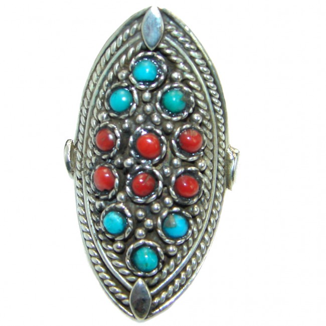 Majestic Authentic Turquoise .925 Sterling Silver handmade Ring s. 6
