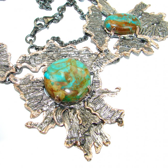 Chunky genuine Turquoise 14K Gold over .925 Sterling Silver handcrafted necklace