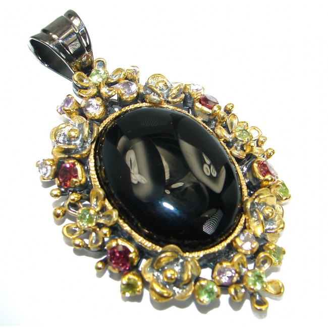 Carmen Black Onyx 14K Gold over .925 Sterling Silver handmade Pendant