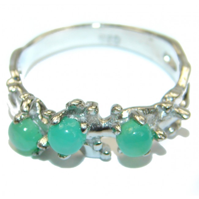 Sublime Green Jade .925 Sterling Silver ring s. 8