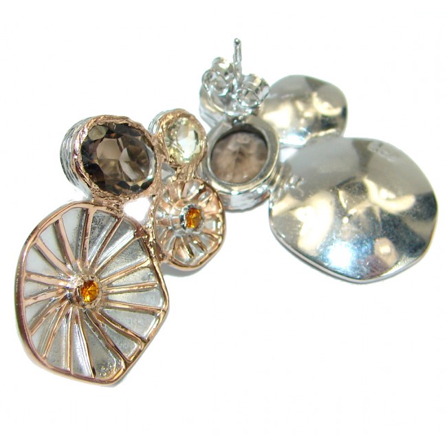 Vintage Style Smoky Topaz 14K Gold over .925 Sterling Silver handmade earrings