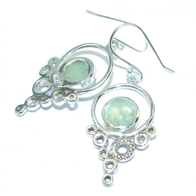 Juicy Authentic Moss Prehnite .925 Sterling Silver handmade earrings