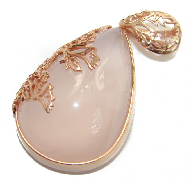 Timeless Beauty Rose Quartz 103ct Rose Gold over .925 Sterling Silver handcrafted Pendant