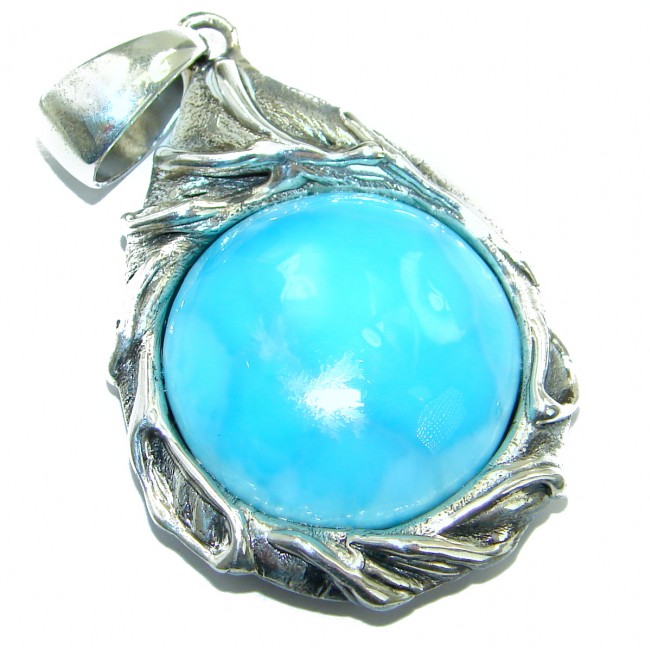 Blue Beauty genuine Larimar .925 Sterling Silver handmade pendant