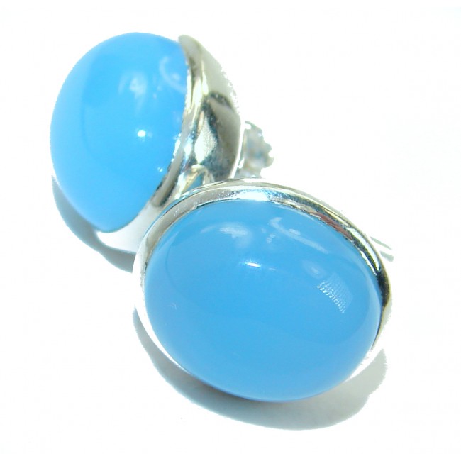 Simple Design excellent 15 mm Chalcedony Agate .925 Sterling Silver earrings