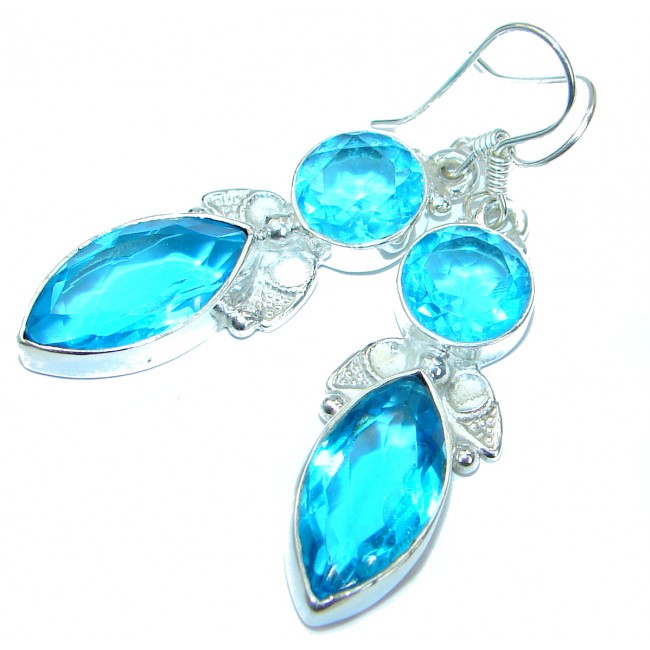Blue Temptation Quartz .925 Sterling Silver handmade earrings