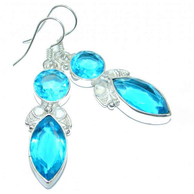 Blue Temptation Quartz .925 Sterling Silver handmade earrings