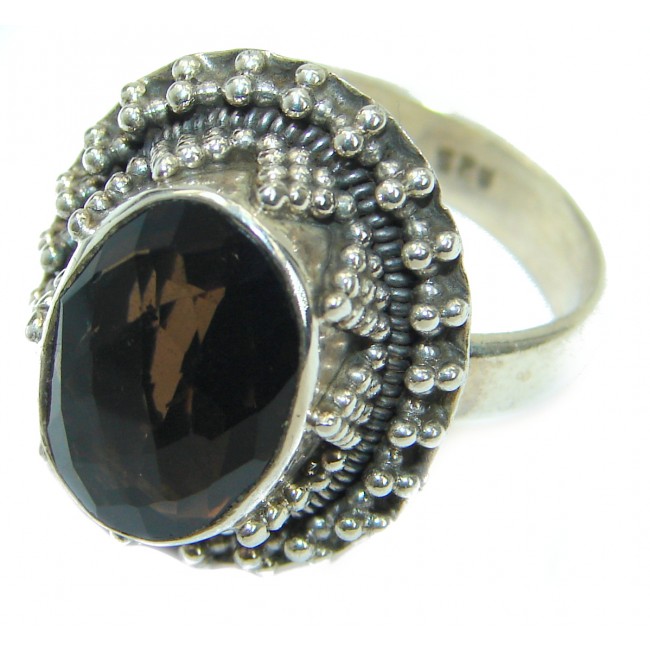 Incredible Smoky Quartz .925 Sterling Silver Ring s. 7