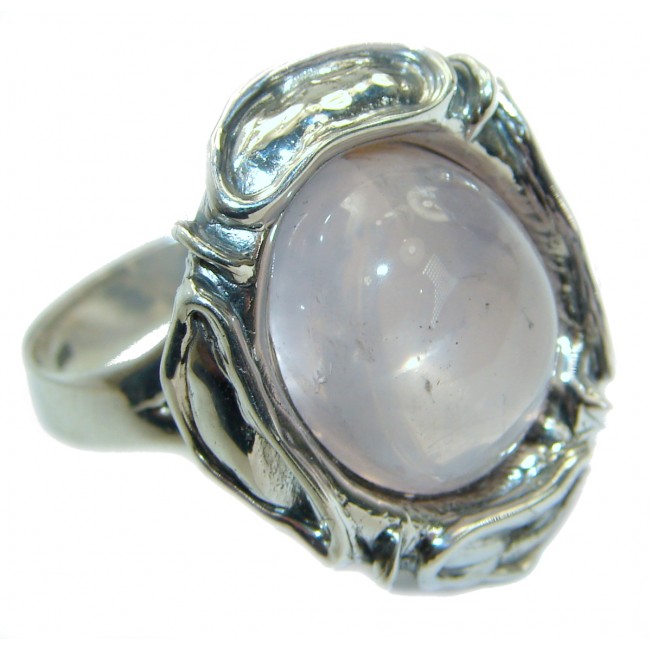 Best Quality Rose Quartz .925 Sterling Silver handcrafted ring s. 7 adjustable