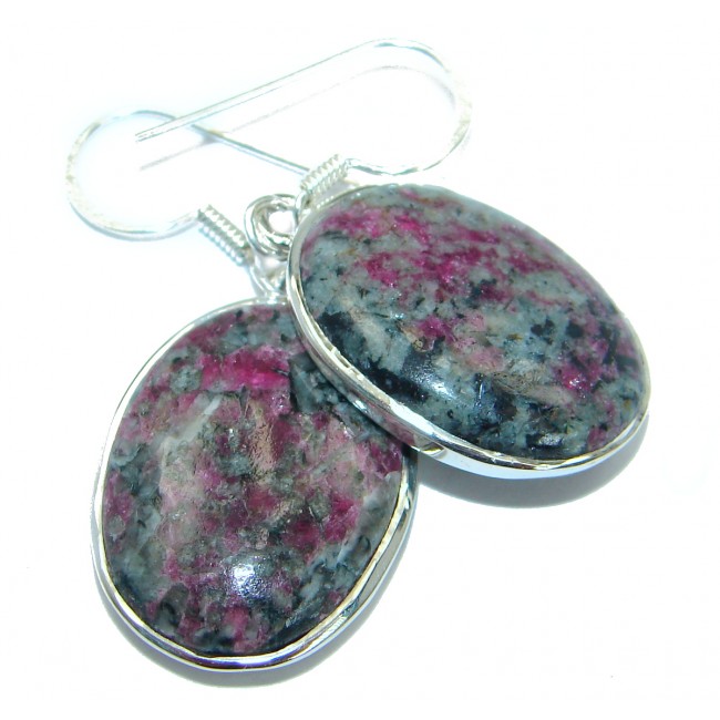Excellent Green Russian Eudialyte .925 Sterling Silver handmade earrings
