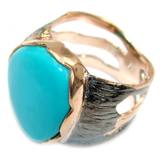Sleeping Beauty Turquoise 14K Gold over .925 Sterling Silver handcrafted ring; s. 8