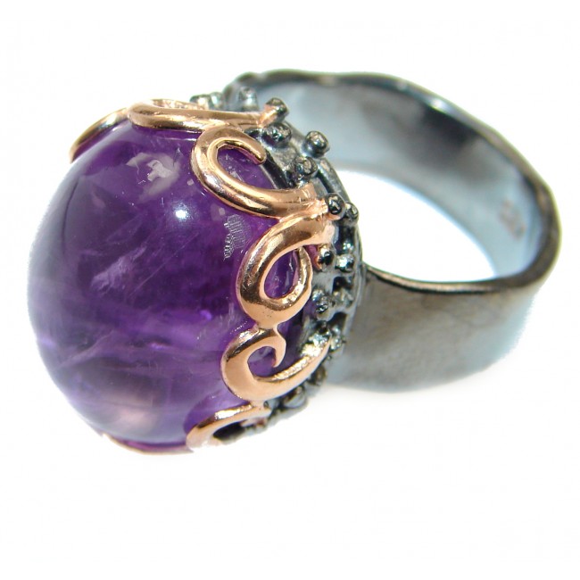 Vintage Style Amethyst Rhodium Gold over .925 Sterling Silver handmade Cocktail Ring s. 8