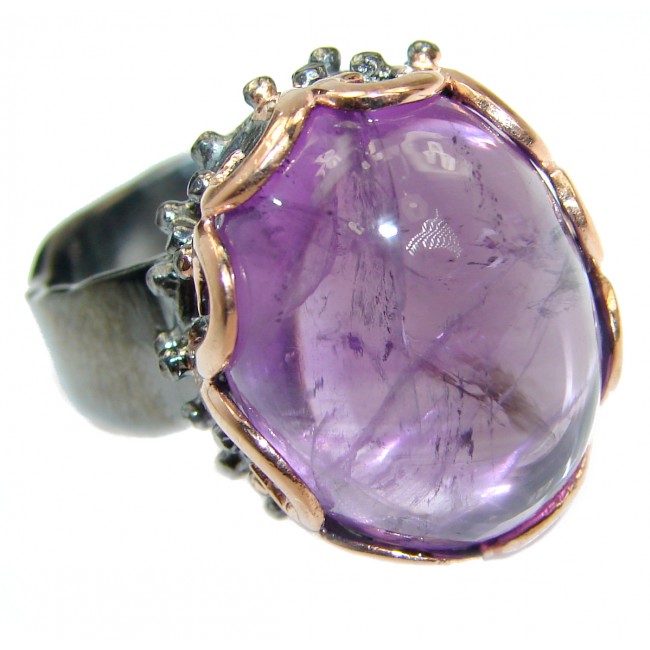Vintage Style Amethyst Rhodium Gold over .925 Sterling Silver handmade Cocktail Ring s. 8
