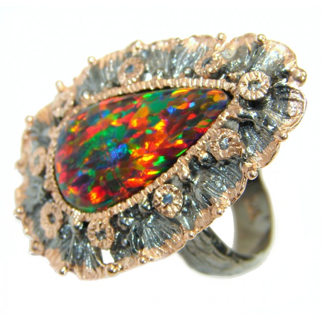 Japanese Red Opal .925 Sterling Silver handcrafted ring size 8