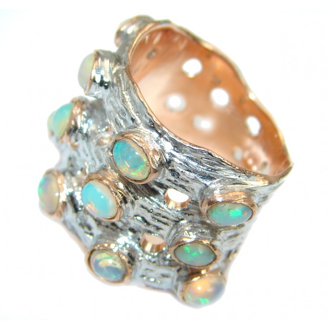 Great Beauty Ethiopian Opal Gold over .925 Sterling Silver ring s. 5 3/4