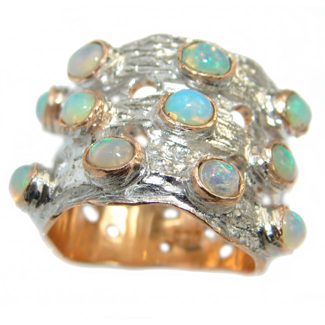 Great Beauty Ethiopian Opal Gold over .925 Sterling Silver ring s. 5 3/4