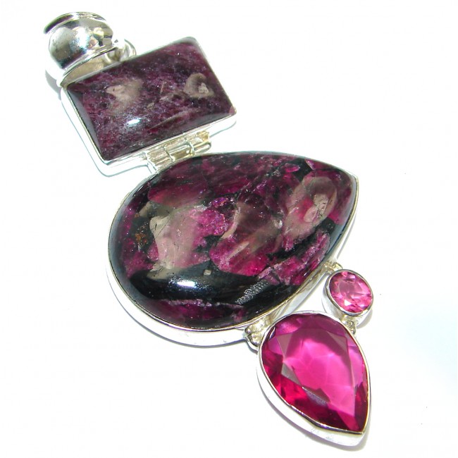 Huge genuine Russian Eudialyte .925 Sterling Silver handcrafted Pendant