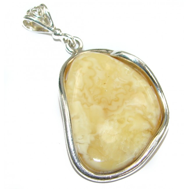 Perfection Natural Baltic Butterscotch Amber .925 Sterling Silver handmade Pendant