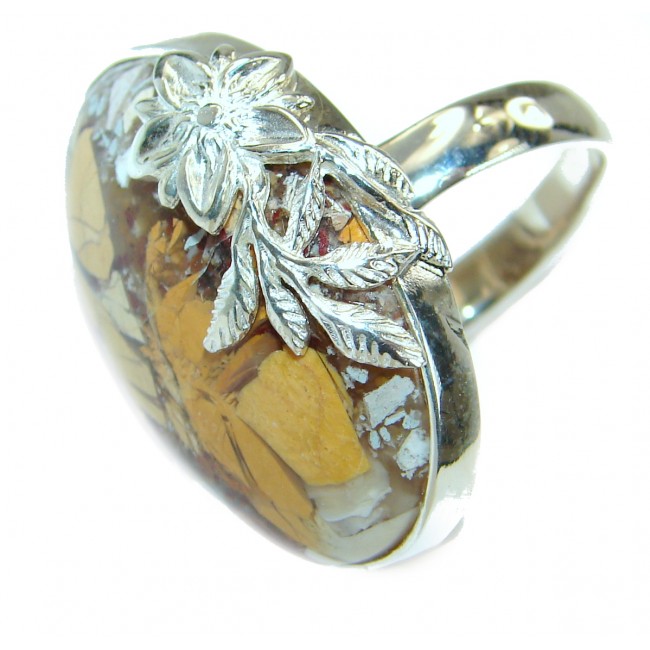 Flawless Australian Bracciated Mookaite .925 Sterling Silver Ring size 8