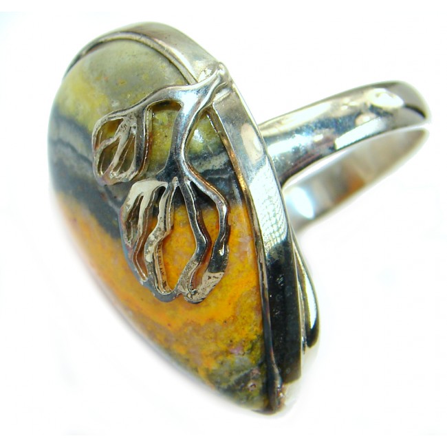 Vivid Beauty Bumble Bee Jasper .925 Sterling Silver ring s. 8