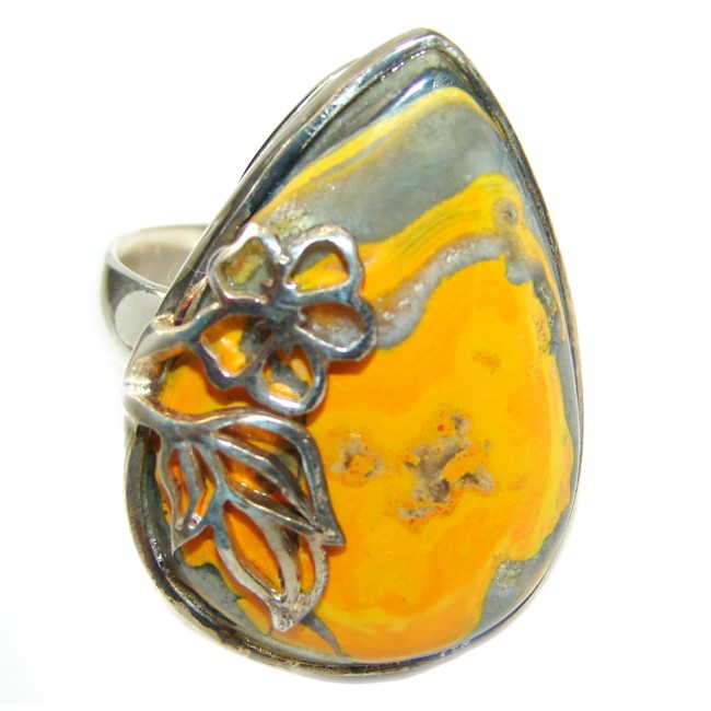 Vivid Beauty Bumble Bee Jasper .925 Sterling Silver ring s. 8