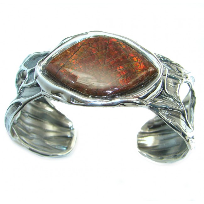 One in the World Natural Ammolite .925 Ammolite Sterling Silver Bracelet / Cuff
