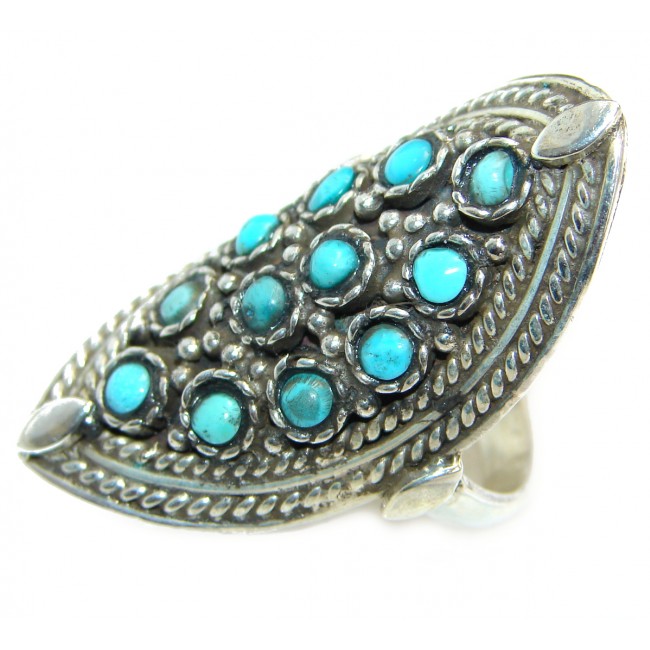Huge Turquoise .925 Sterling Silver ring; s. 8