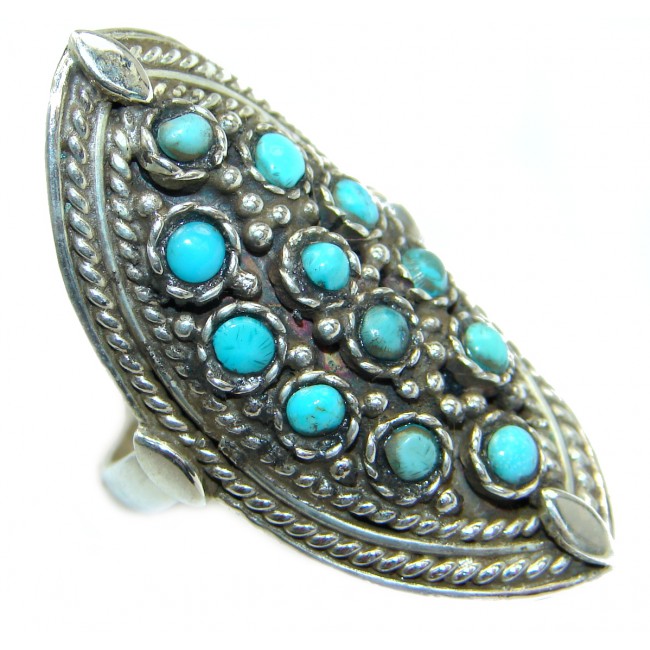 Huge Turquoise .925 Sterling Silver ring; s. 8