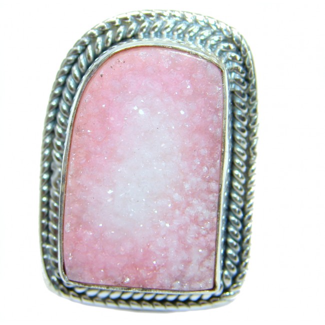 Exotic Druzy Agate .925 Silver Ring s. 8 1/4