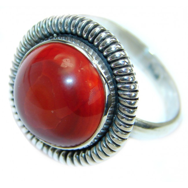 Beautiful Mexican Fire Agate Sterling Silver ring s. 8 3/4