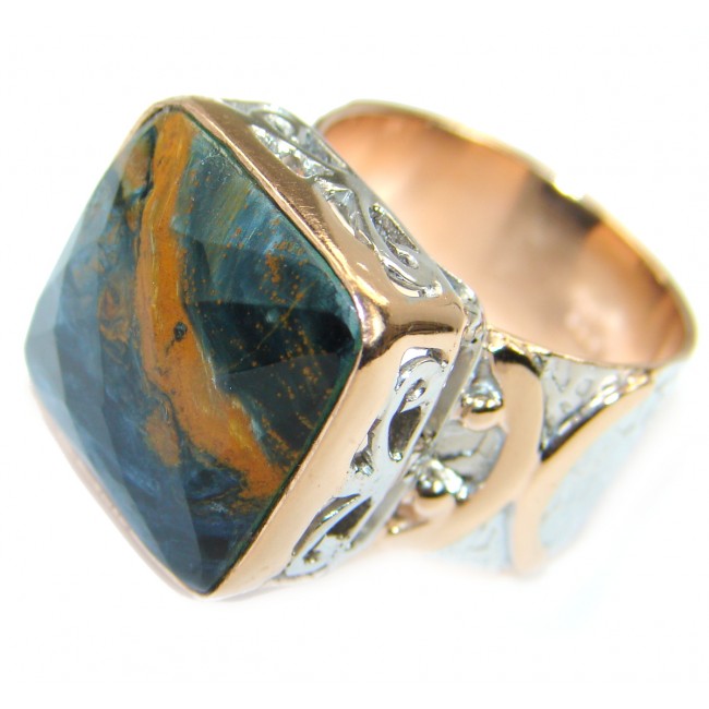 Silky Pietersite Gold over .925 Sterling Silver handmade Ring size 6 3/4
