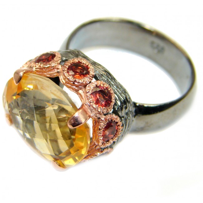 Natural 16.5 ct. Citrine 14K Gold over .925 Sterling Silver Ring s. 8