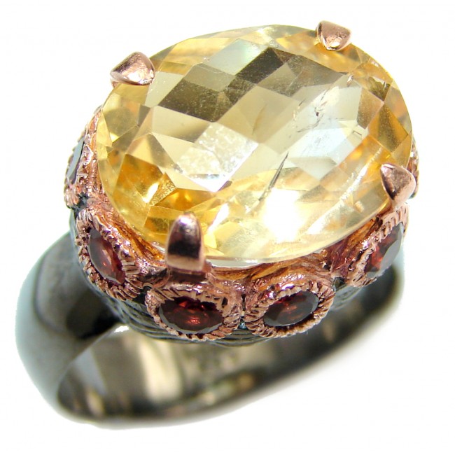 Natural 16.5 ct. Citrine 14K Gold over .925 Sterling Silver Ring s. 8