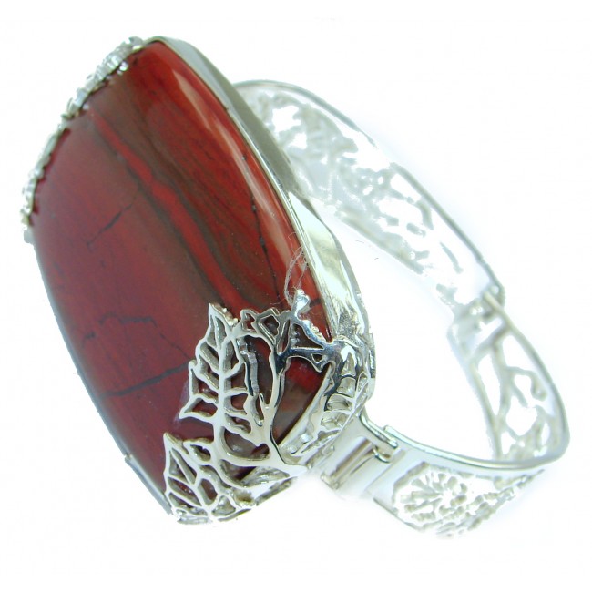 One of the kind Red Jasper Oxidized .925 Sterling Silver handcrafted Bracelet