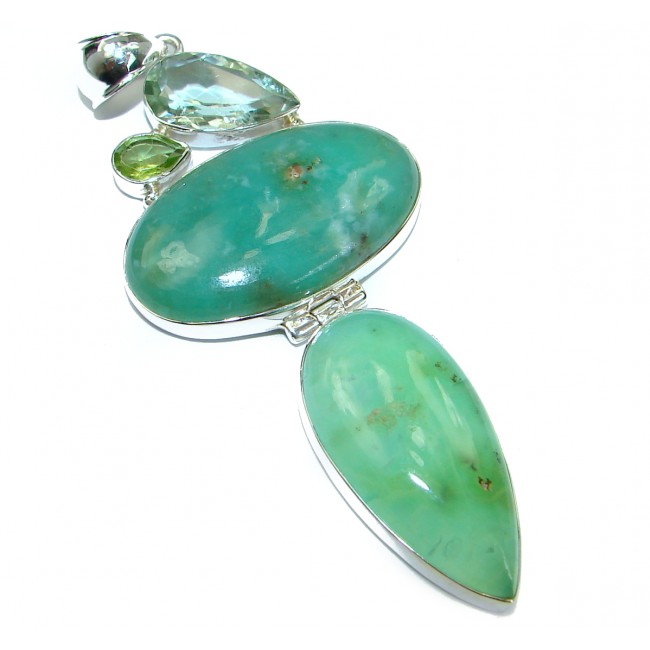 Exquisite Green Chrysophrase .925 Sterling Silver handmade Pendant