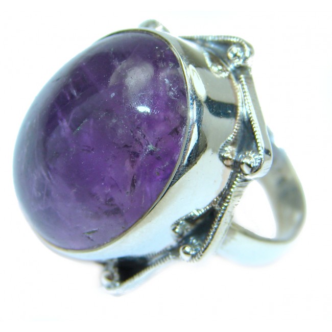 Vintage Style Amethyst .925 Sterling Silver handmade Cocktail Ring s. 7 1/4