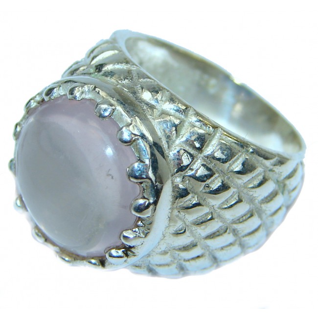 Best Quality Rose Quartz .925 Sterling Silver handcrafted ring s. 7 1/4